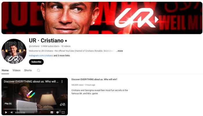 Cristiano Ronaldo's YouTube Channel